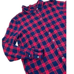 Banana Republic Womens S Dillon Blue & Red Plaid Shirt Cabin Grunge Gorpcore